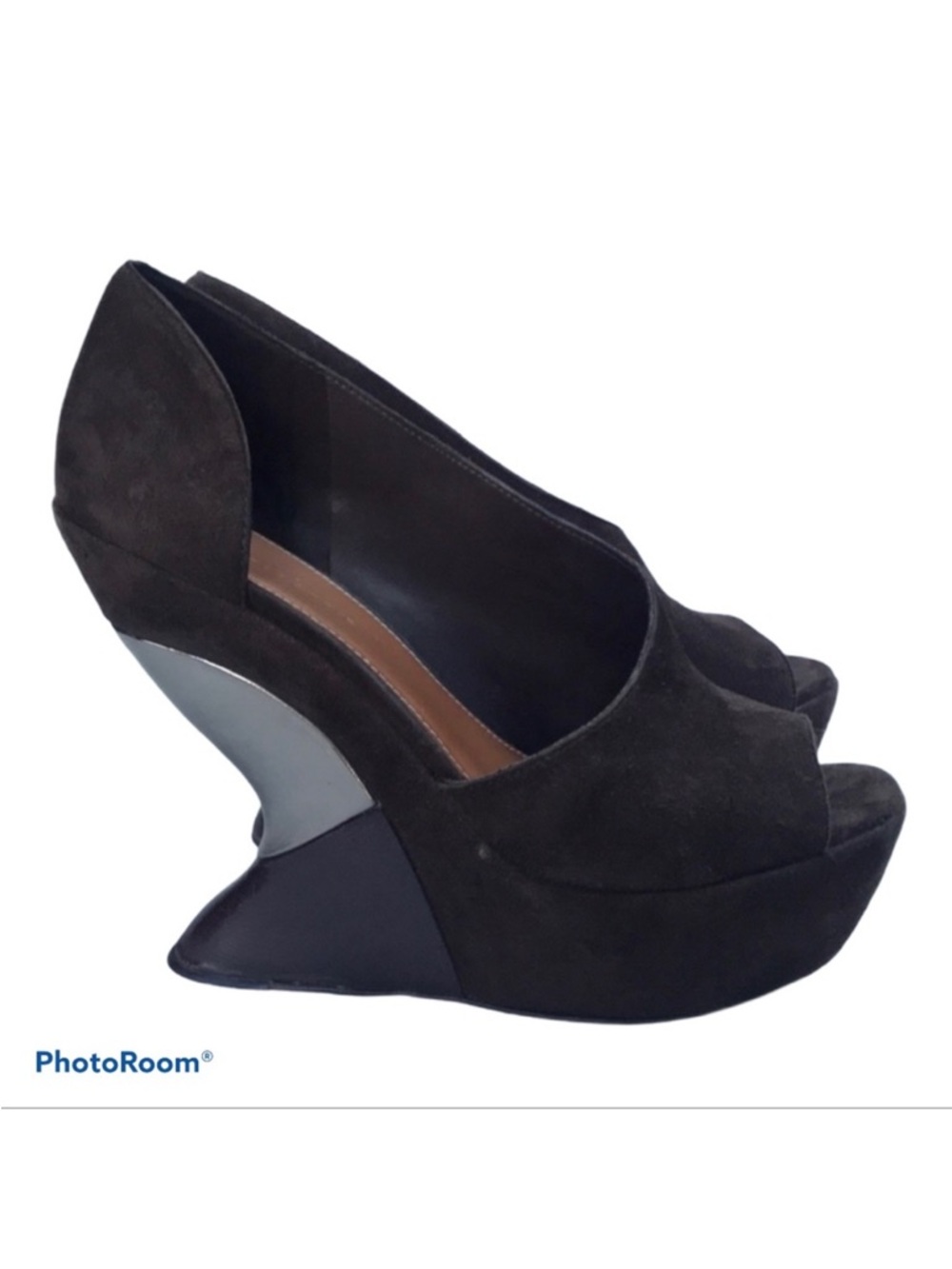 Leifsdottir Katerina brown suede platform heels size 8